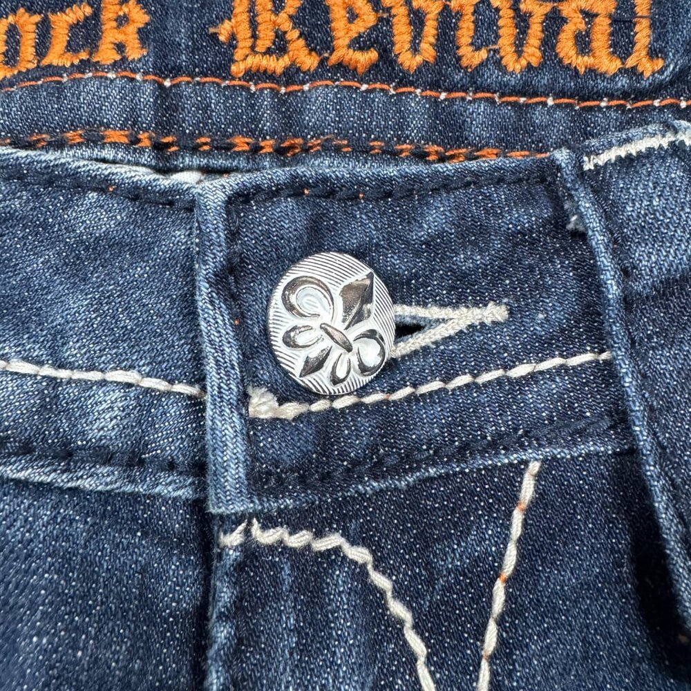 VTG Y2K Rock Revival Blue Jeans WOMEN’S Size 27 Sara Capri (M102) - Picture 3 of 12
